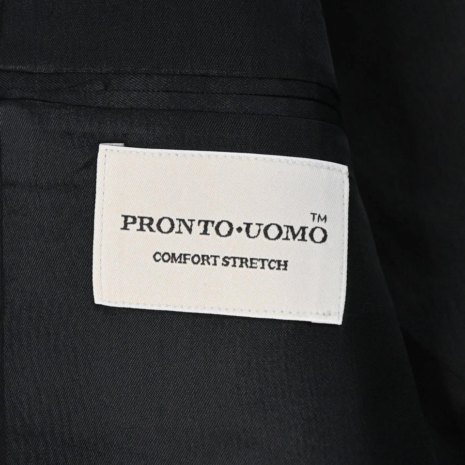 Pronto Uomo 44R 38x32 Black 100% Wool Mens Jacket Pants Suit - Image 4 of 4