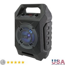 Portable Bluetooth Speaker Wireless FM Radio LED Lighting USB SD Playback Black