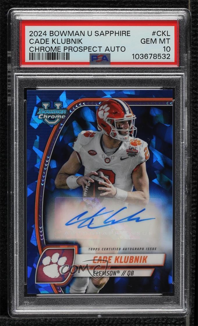 2024 Bowman U Chrome Sapphire Edition Prospect Cade Klubnik PSA 10 Auto 1fl4