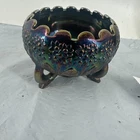 Vintage Fenton Amethyst Carnival Glass Orange Tree 3 Footed Bowl