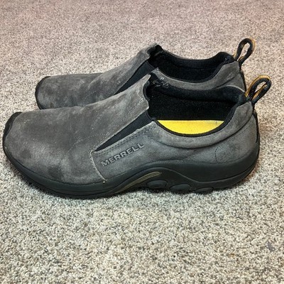 Merrell Mens Jungle Moc Pewter Grey Suede Slip On Hiking Shoes 60805 Size 8.5