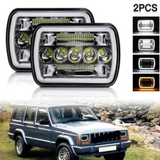 Pair 5x77x6 Led Headlights For Jeep Cherokee Xj 1984-2001 Wrangler Yj 1986-1995