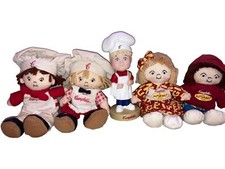 Campbells Soup 3 Boys 2 Girls 4 Cloth Plush Dolls and 1 Bobble Kid Vintage Lot