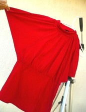 VTG M S SAY ANYTHING RED DRAPED DISCO HIGH NECK CROSSOVER SLEEVE BANDED BLOUSE