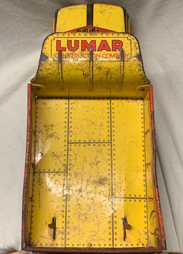 Rare Vintage Antique Marx LUMAR Construction Company Dump Truck Pressed Tin Toy - Picture 5 of 14