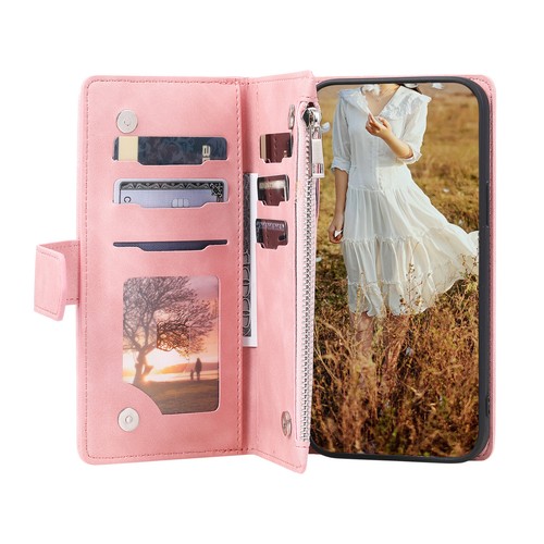 Nokia C22 Rhombic Leather Wallet Case Zipper Flip Card Phone Case For Nokia C22 - Picture 36 of 44