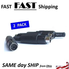 2 PACK - 4 Pin Mini-DIN public Male Plug Connector With Plastic Handle cables