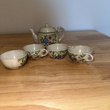 Japanese Tea Set Antique White Floral Design Made in Japan China Miniature Gold