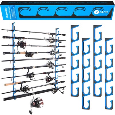 2er-Pack Aluminium Angelrutenhalter für Wand- oder Deckenmontage - Hält 10 Ruten