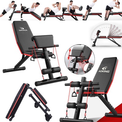 700lb Folding Adjustable Sit Up Ab Incline Abs Bench Flat Fly