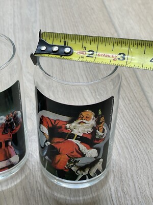 Set Of 2 Vintage Coke, Coca Cola Can Shaped Glasses Santa Claus