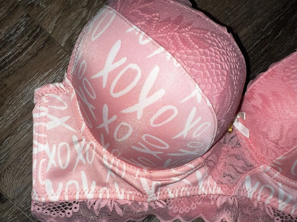 Daisy Fuentes ~ Sujetador de línea larga para mujer push up rosa con aros ~ 34B Foto 3 de 4