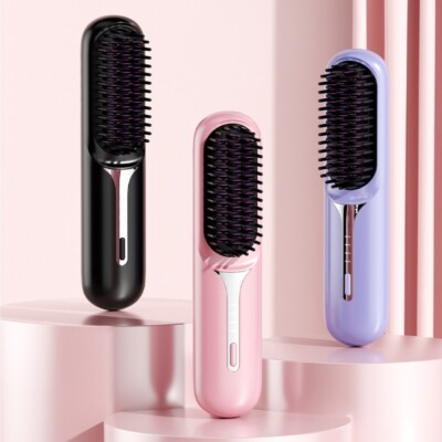 Cordless portable negative ion comb does not hurt hair straight curly dual-use