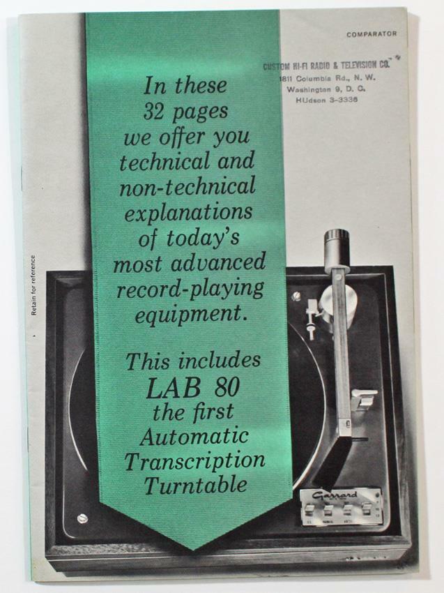 Garrard Lab 80, A70, AT60, Model 50 Automatic Turntable Catalog
