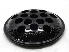 VINTAGE L. E. Smith Black Amethyst Glass 16-Hole Flower Frog 