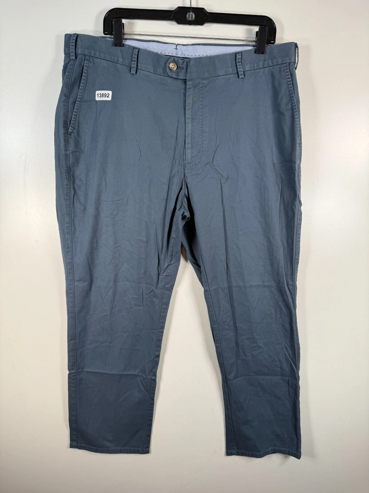 Peter Millar Mens Chino Trousers Pants Straight Leg Flat Front Blue Size 38 W