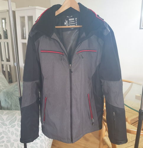 Crane Snow Extreme Waterproof Hooded Men's Ski Jacket Size L Grey Black