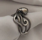Sterling Silver Man Octopus Ring, Nautical Ring, Octopus Tentacle Ring, Octopus
