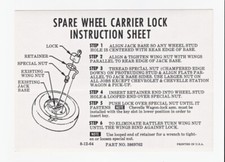 1964 - 1967 Chevelle Spare Lock Instruction Card Decal - 3869762 -free Shipping