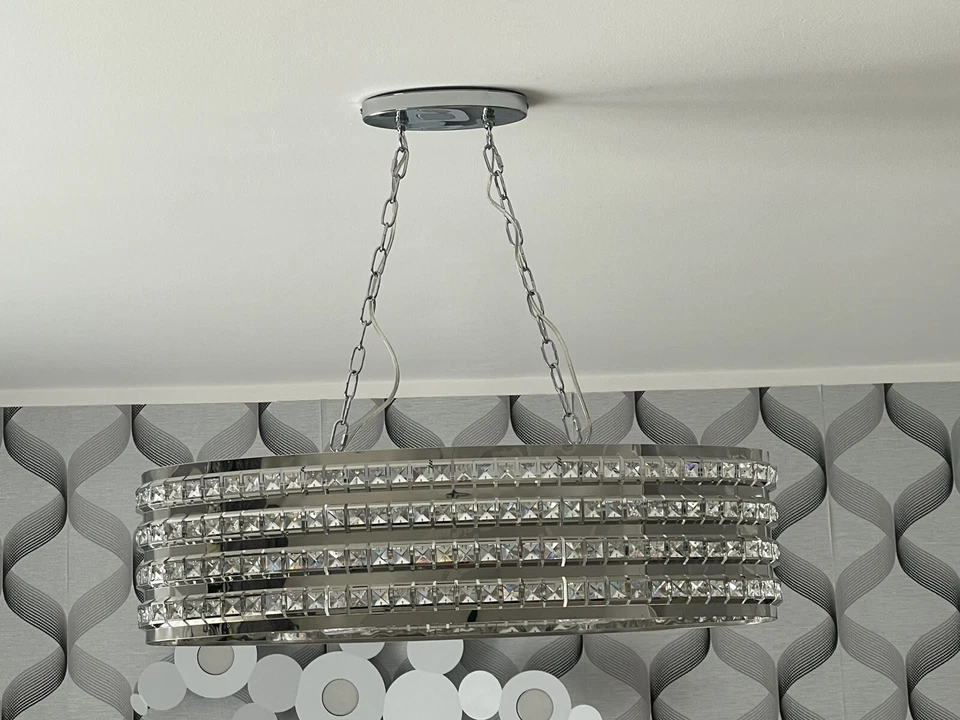 Lampada a sospensione argento/cristallo CAVONE. - Immagine 3 di 4