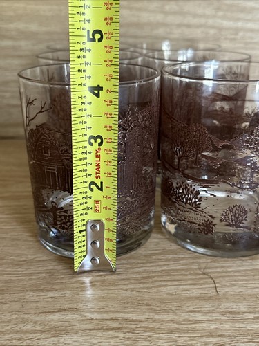 6 Textured Old Fashioned Bar Glasses American Homestead Barn Silo farm Low Ball - Picture 9 of 20