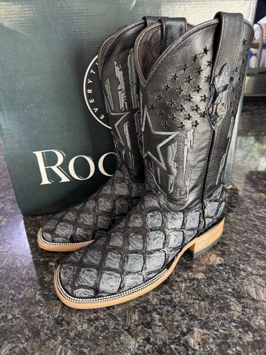 Rockem Men's TEXAS PEZ CLON AZUL COWBOY BOOT. Black NWB Pick Size