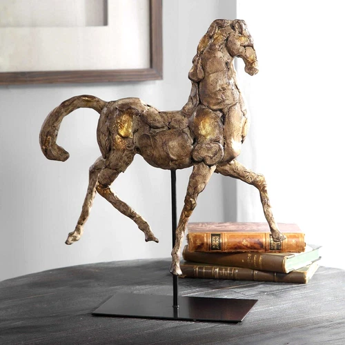 Caballo Dorado Horse Sculpture Stallion Mare Statue 16 In Tall ~ Uttermost 17585 - Picture 3 of 7