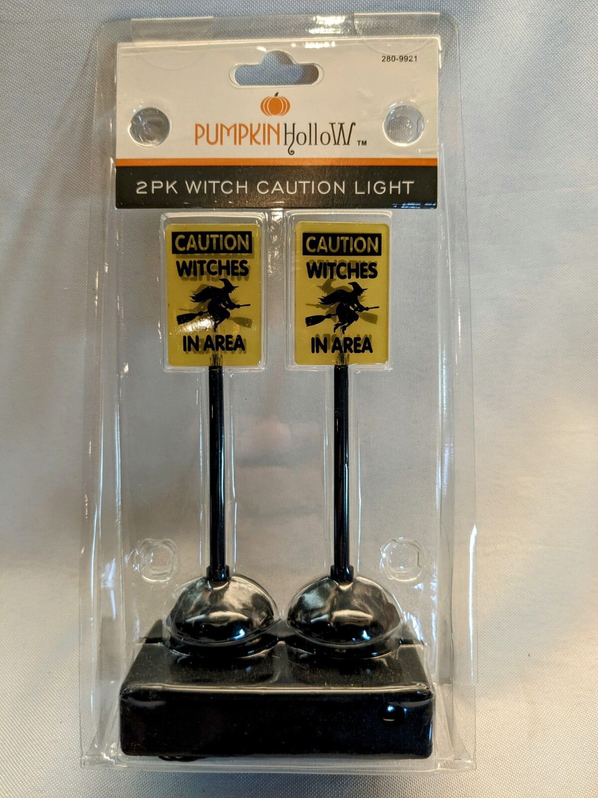 Pumpkin Hollow Spooky Town Halloween Village - Witch Street Crossing Light-Up Sign for Haunted Displays and Festive Decor