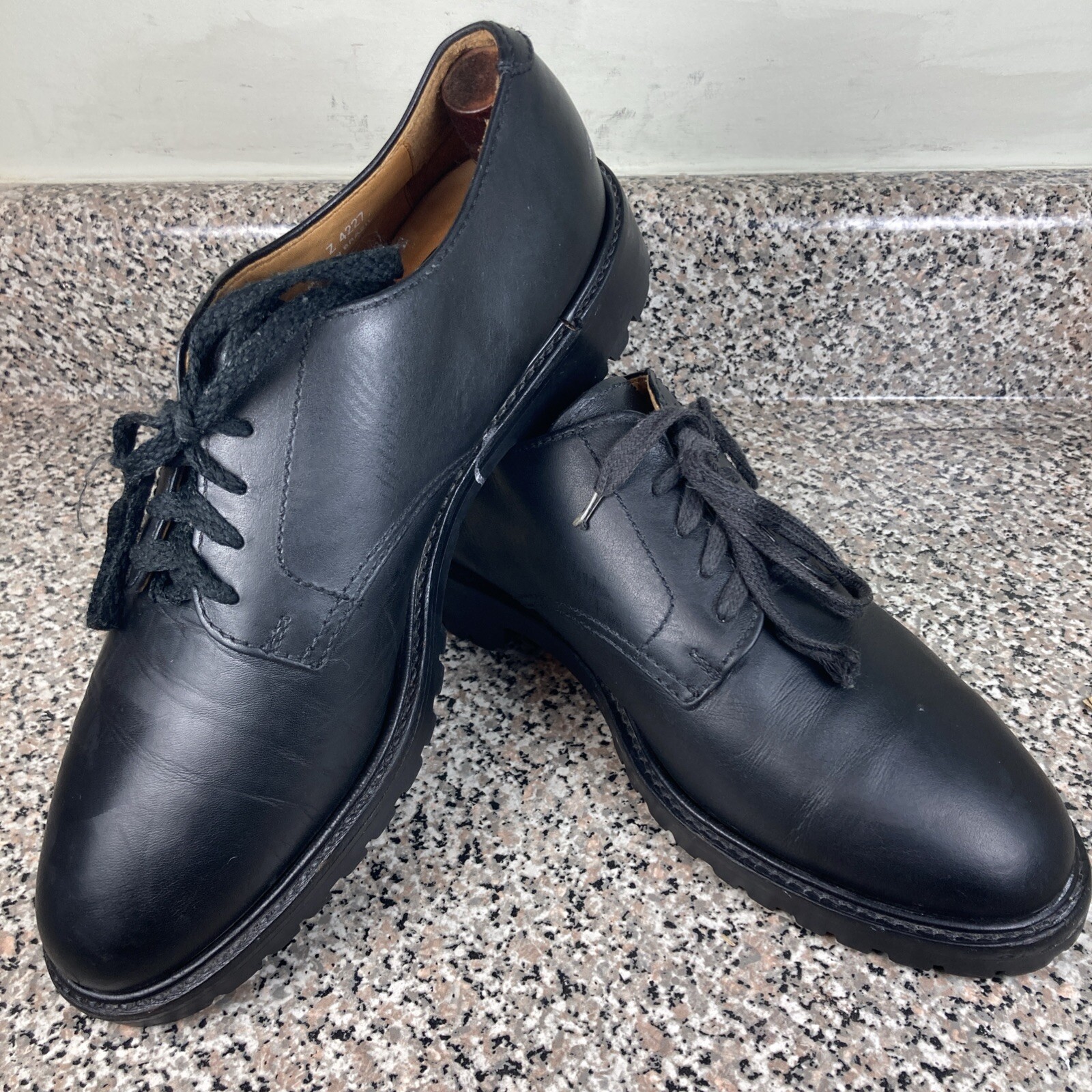 SAOLA Polo vintage Ralph Lauren Country nera pelle punta liscia derby suola a strappo uomo 9 5D