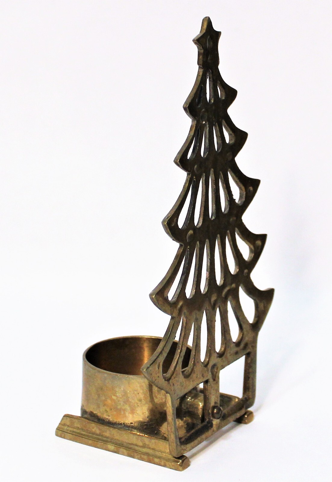 Vinage Brass Tea Light Candle Holder Metal Christmas Tree eBay
