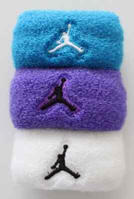 Nike Jordan Hair Bands Ponytail Hair Ties 3 Pack Terry Laser Blue/White/Grape