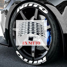 NITTO Permanent Tire Lettering Stickers Rubber 1.38" 15"-24" Quality 8 Kits