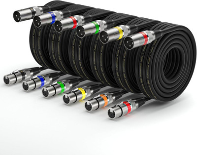 XLR Cables 25Ft 6 Packs - XLR Male to Female 3 Pins Balanced Microphone Cable