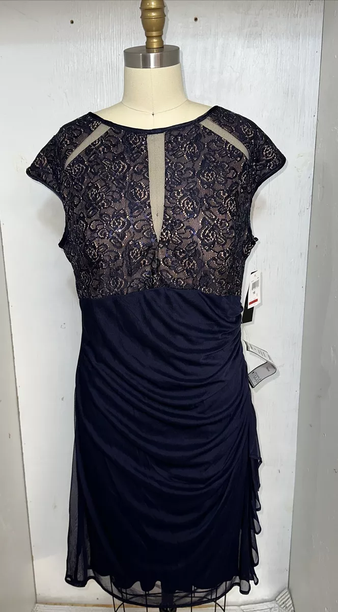 Betsy & adam ruched lace cheap sheath dress