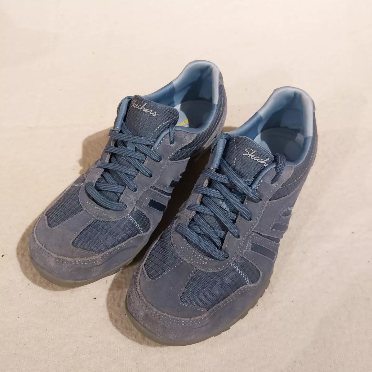 Skechers Breathe Easy Relaxed Fit Memory Foam Lace Blue Trainers Shoes EU39 UK 6
