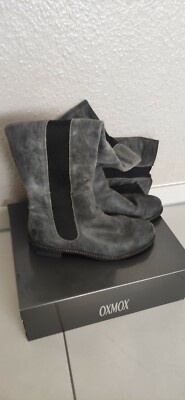 Damenstiefel/ Kniestiefel Größe 40 Grau Echt Leder