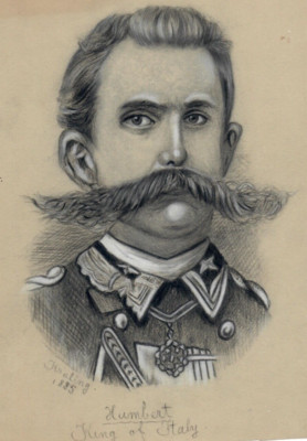 King of Italy Humbert Signed Kreling Kraling ? 1885 Art Sketch - Umberto Italian