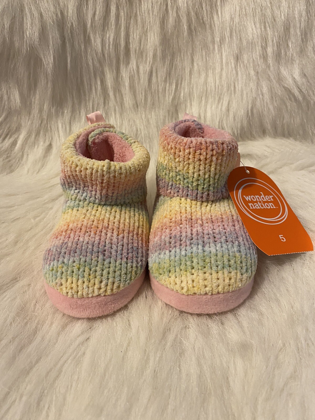 Wonder Nation Rainbow Slippers Girl&rsquo;s Size 5 Booties Shoes