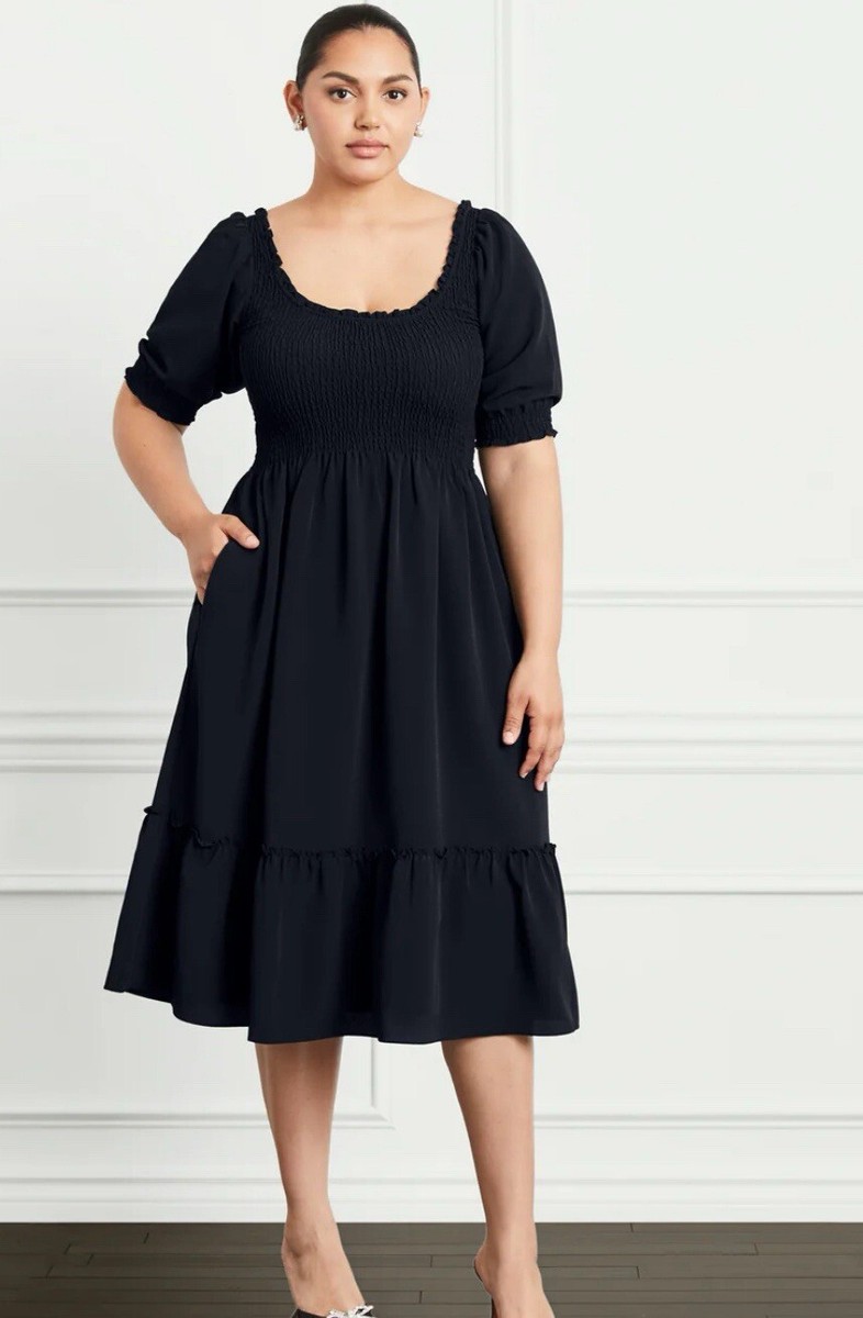 Hill House The Louisa Nap Dress Black XXL Women's Midi NEW
