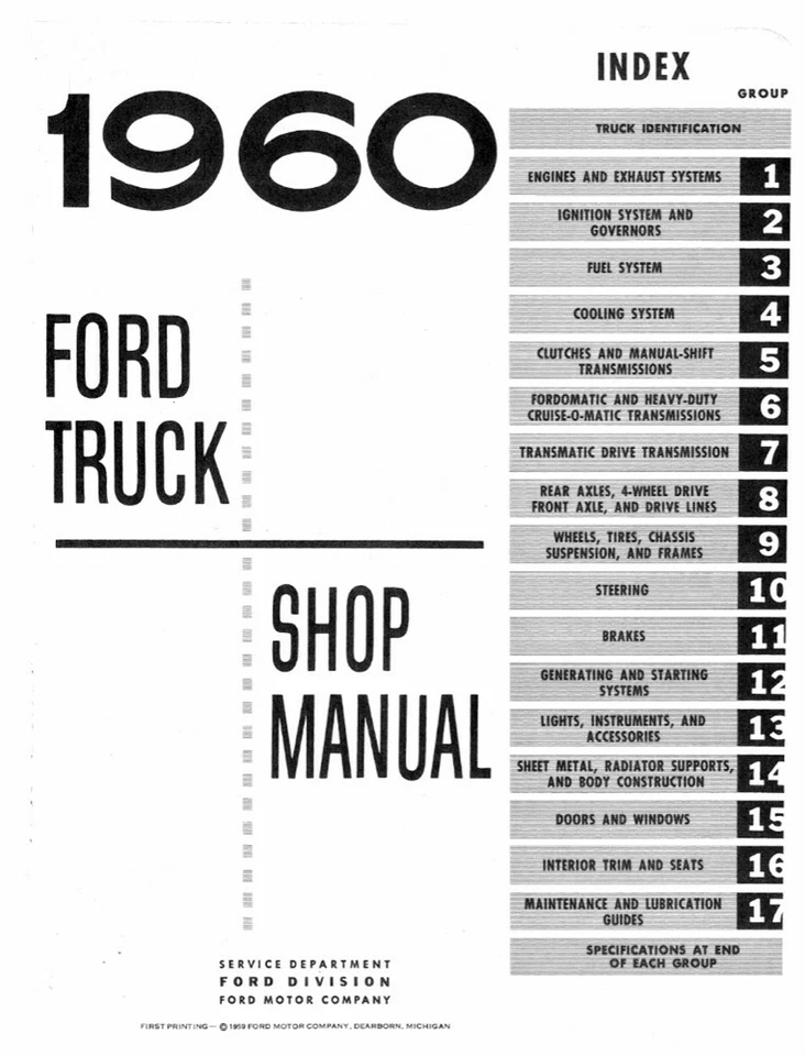 1960 Ford Pickup Truck Shop Service Repair Manual Book Engine Drivetrain Guide - Изображение 2 из 4