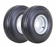 2PC Wanda Trailer Tire Assembly 5.70-8 6-Ply Silver Rim 5 Lugs on 4.5"