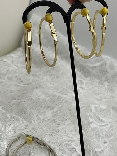 Gold & Silver Tone Clip Hoop Earrings - 4 pairs - Picture 5 of 10