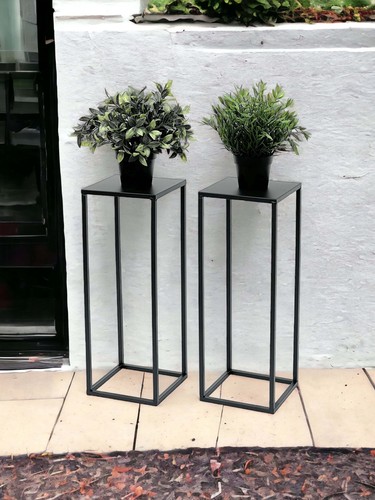 2X Supporto Per Piante In Metallo Nero 50 Cm Tavolino 96315 S - Bild 6 von 7