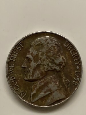1958年 アメリカ合衆国 5セントニッケル 1958 D USA - FIVE CENTS - COPPER-NICKEL - Jefferson Nickel - TONED