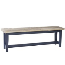 Florence navy blue kitchen table bench. Solid wooden bench with thick top,120cm
