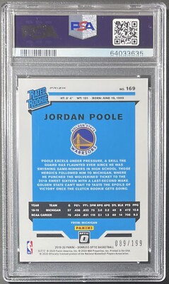 2019 donruss optic jordan poole Auto サイン 2019-20 Panini Donruss Optic - Signature Series Jordan Poole #SS