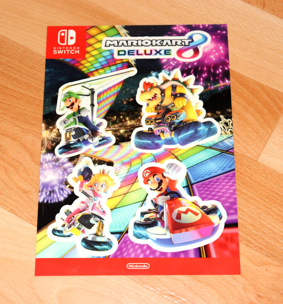 Mario Kart Deluxe 8 Rare Promo Sticker Set sheet Stickers Nintendo