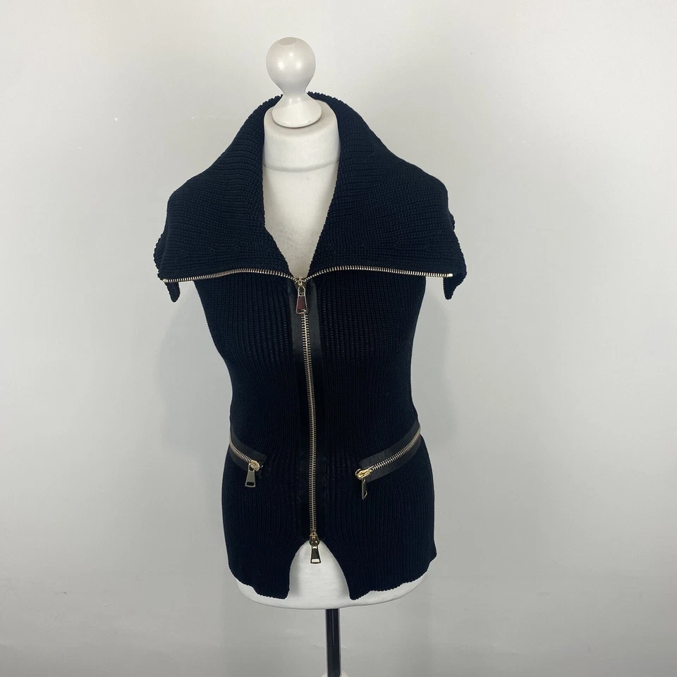 Givenchy Paris Knitted Gilet Cardigan Black Zips Size Medium Women’s - Image 2 of 4