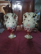 Pair of Deruta Ceramic/Majolica Vases-Acronym6729/35-h.35x21-Early Half 900 