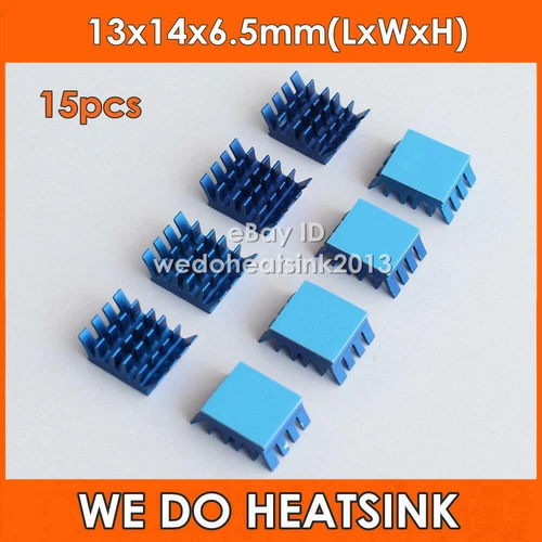 15pcs Spiky Blue Aluminum Heatsink With Thermal Pad Applied For IC Chips
